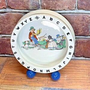 1920s Bridgwood England Child's‎ Antique Porcelain Baby Dish Alphabet Bowl